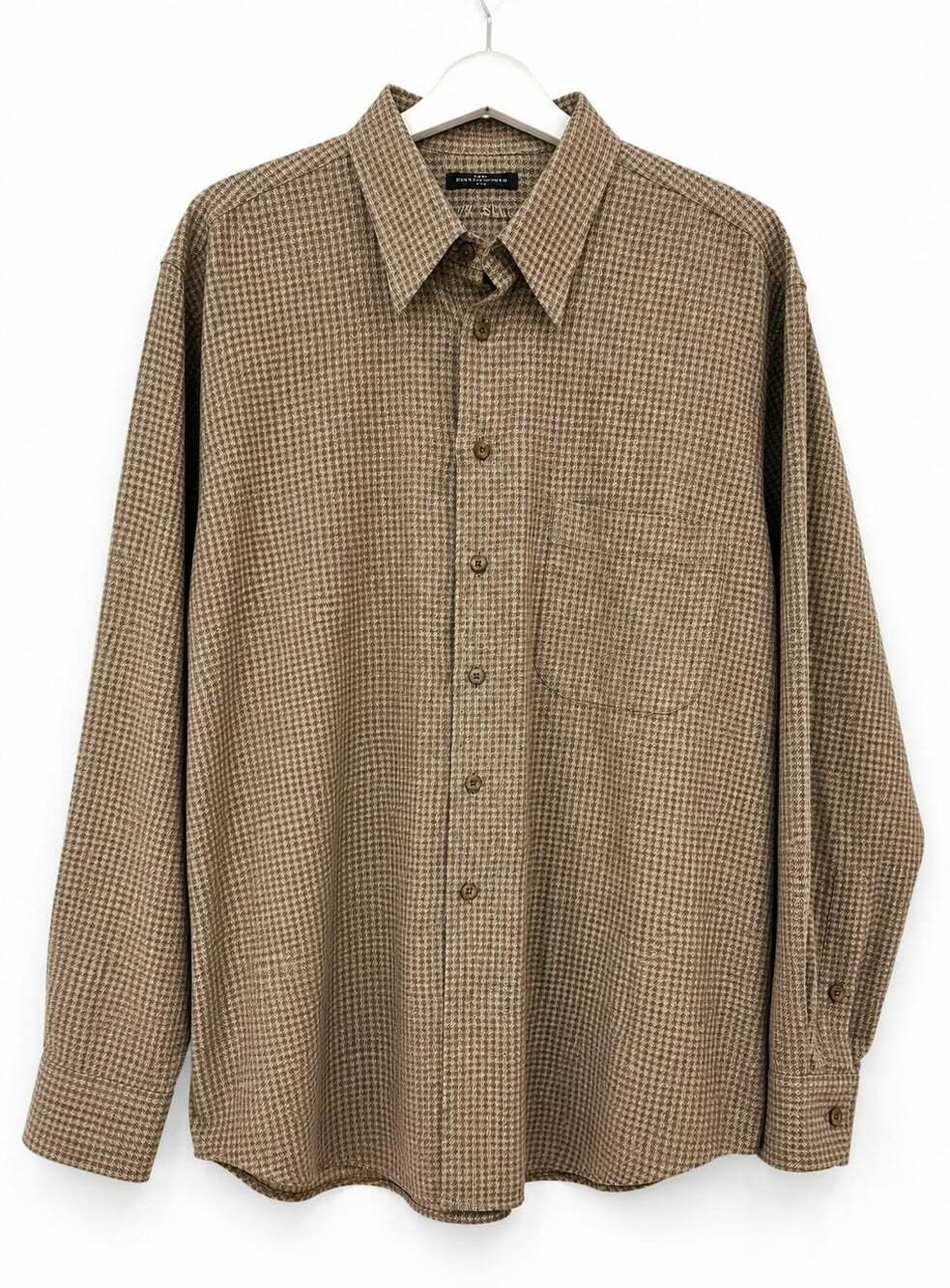 Mark Shale Men's Brown Houndstooth Button Up Long Sleeve Shirt Large New L300